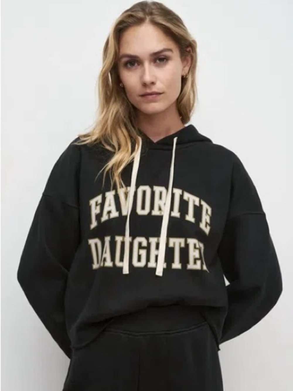 Favorite Daughter Black Hoodie with Cream Lettering